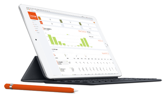 Het energieportaal van Cinergie op een tablet